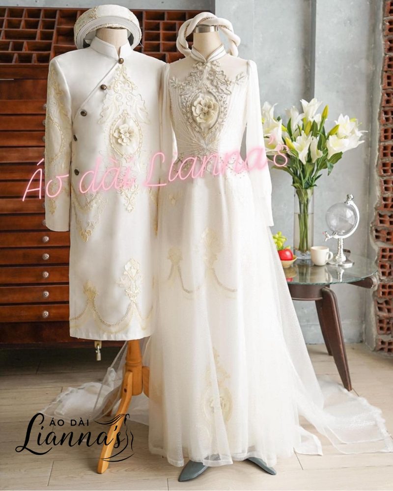 áo dài cưới truyền thống đẹp 
