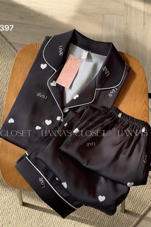 Tay ngắn quan dài tim love nền đen