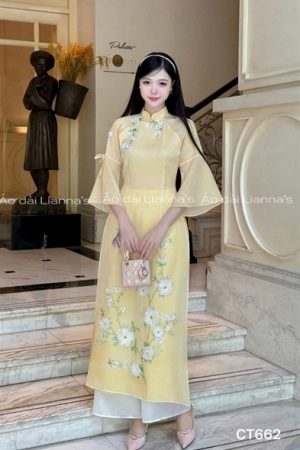 Áo dài cách tan vàng kết hoa kiotviet 02f1b129ca9944ac7f6da92ddc18725f