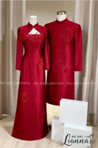 Mẫu áo dài cưới đỏ thêu hoa được yêu thích nhất hiện nay