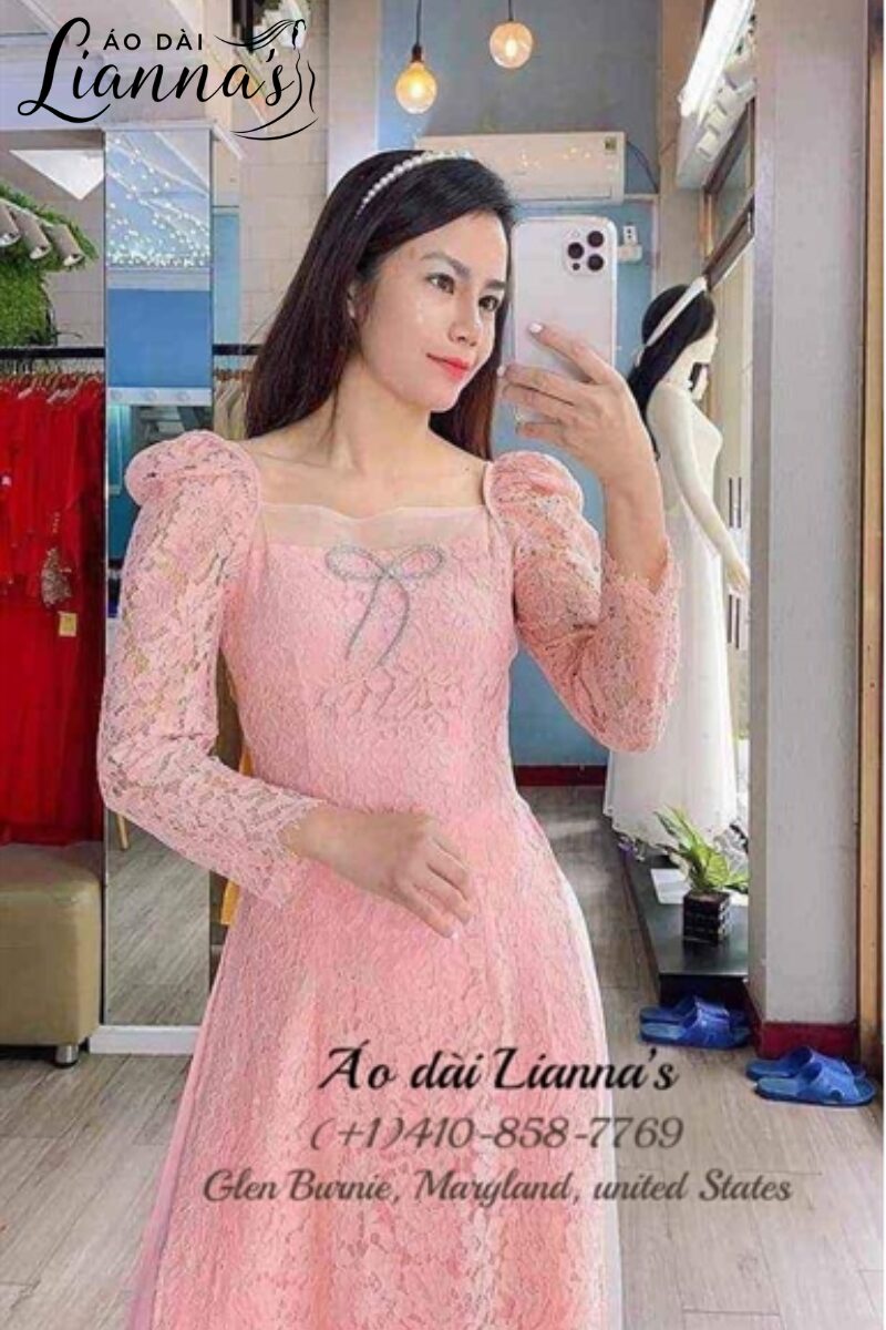 áo dài cưới ren đính hạt
