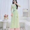 áo dài cách tan xanh mint nhat thêu