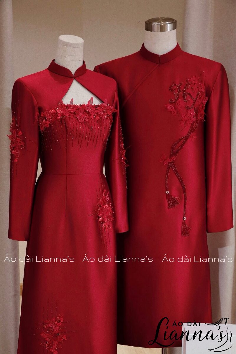 áo dài cưới đôi 