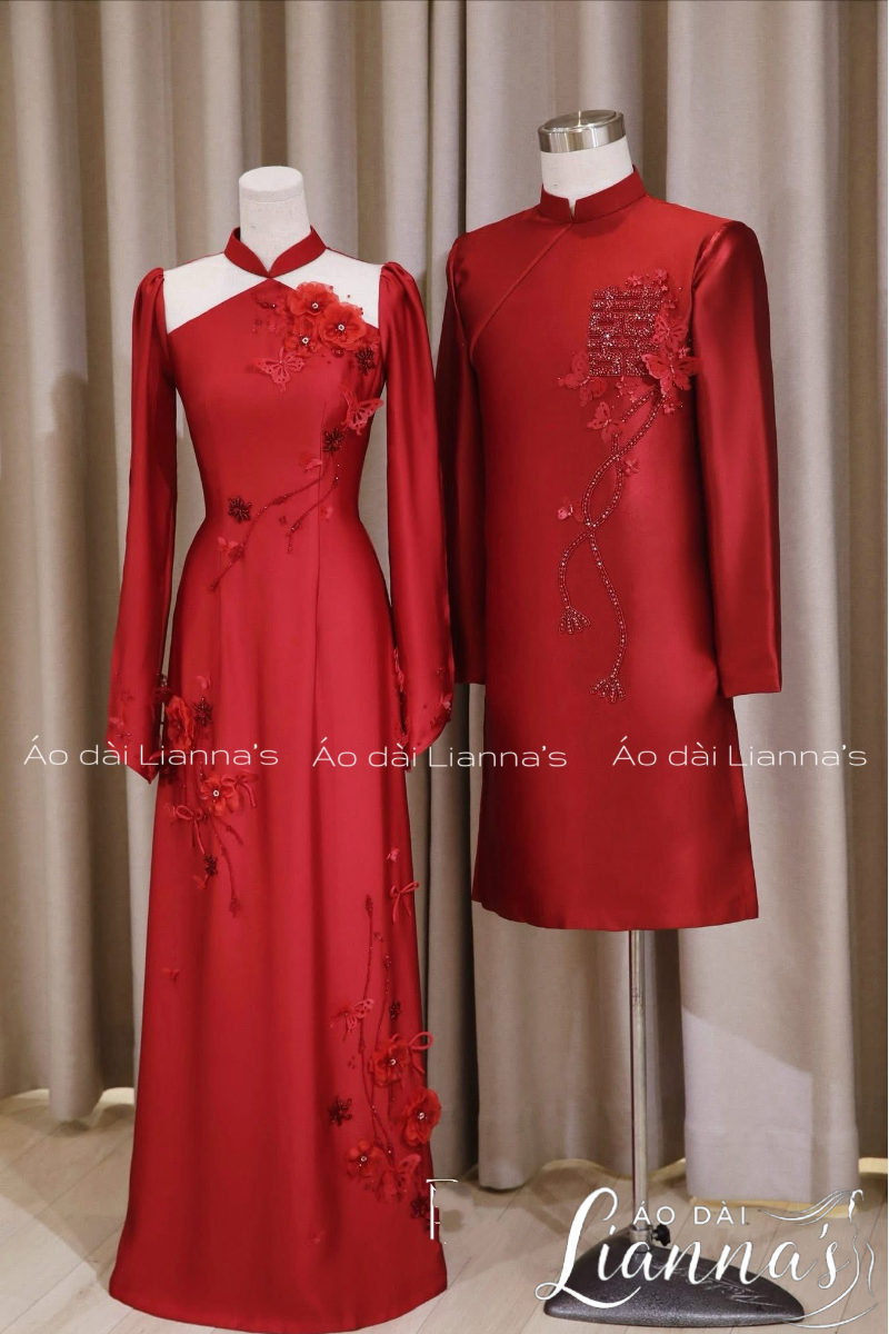 áo dài cưới nhập khẩu thiết kế