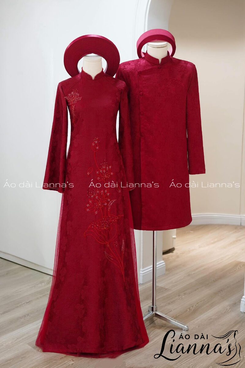 áo dài cưới nhập khẩu thiết kế