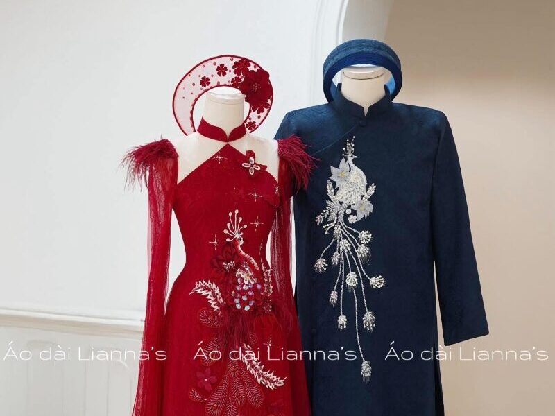 áo dài cưới nhập khẩu thiết kế
