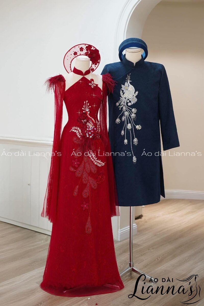 áo dài cưới nhập khẩu thiết kế