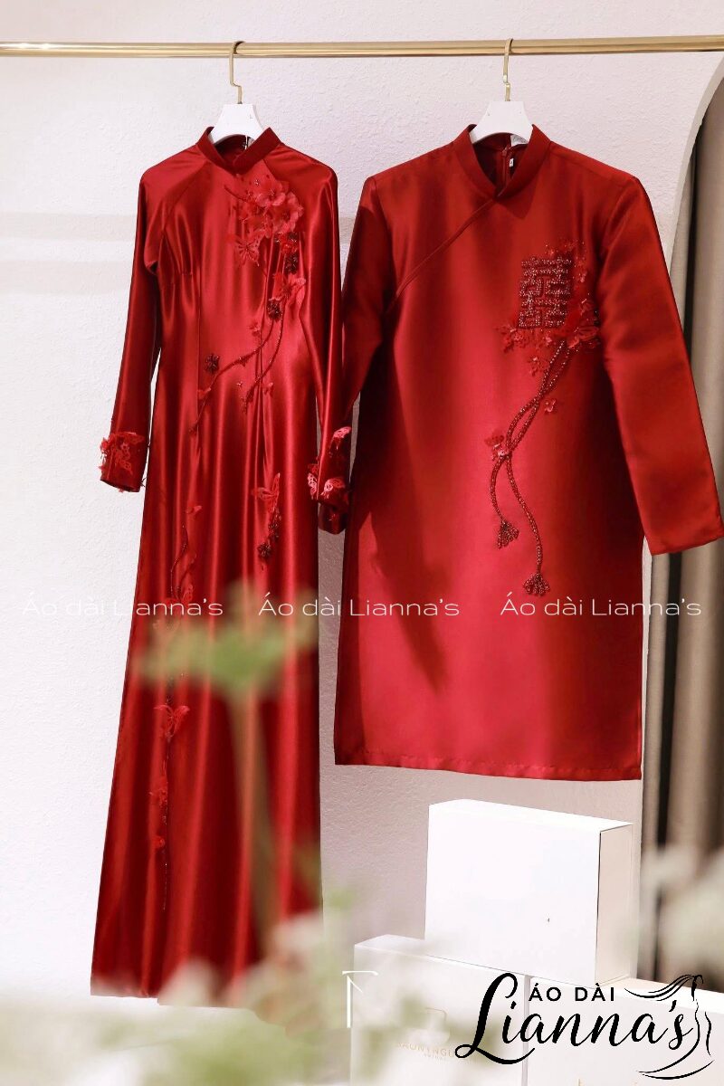 áo dài cưới nhập khẩu thiết kế