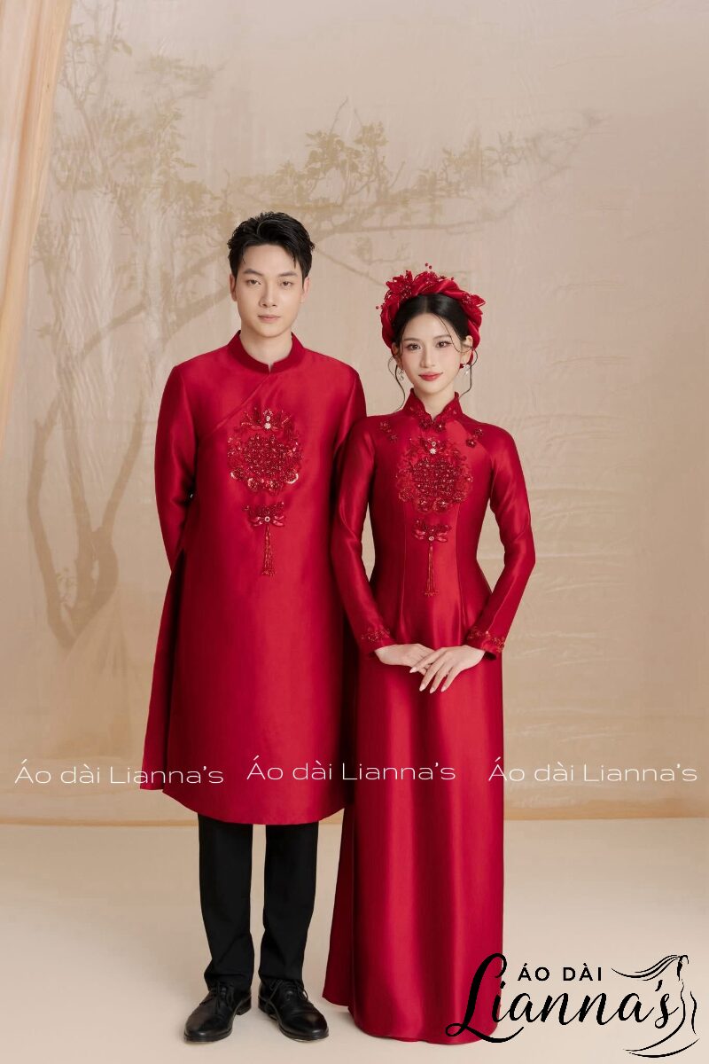 áo dài cưới nhập khẩu thiết kế