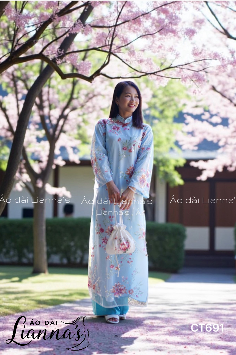 áo dài lụa xanh pastel