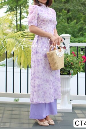 Áo dài CT hoa nhí tơ tím