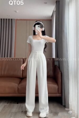 Quan tay trắng trơn gài nut