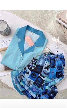 Xanh blue quần phối họa tiết