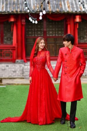 Áo dài cưới đỏ cup nguc
