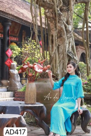Áo dài form suông gấm tơ xanh dương kiotviet 529ea0208be0ccbcb3ec7b901c785930
