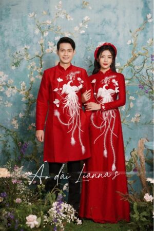 Set áo dài cưới truyền thống uyên ương