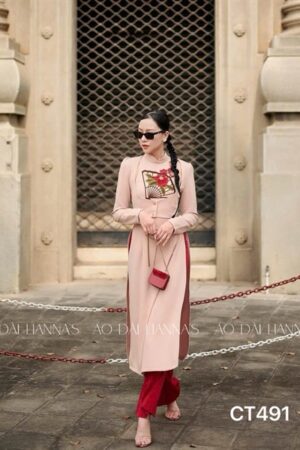 Set ao dai yếm kem khoác