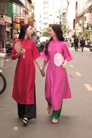 AD Form suông hồng sen quần xanh lá