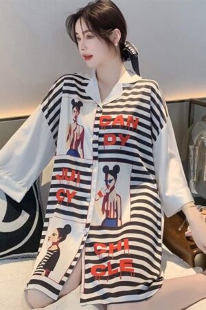 Sọc đen trắng (váy lụa)