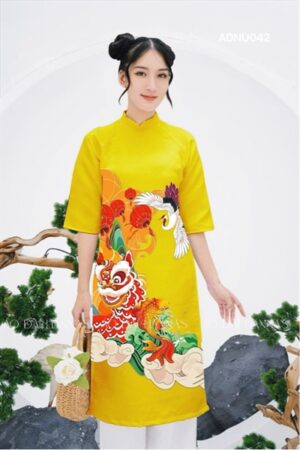 AD gấm nữ vàng lân va chim_AD gấm cặp