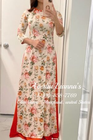 Hoa in cam phối quần váy