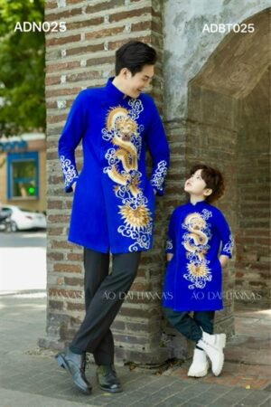 Áo dài bé trai rồng _xanh dương