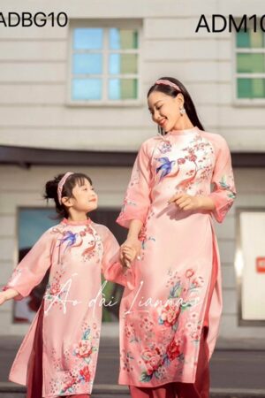 Áo dài mẹ hồng tết