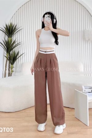 Quần tay nâu lưng viền trắng