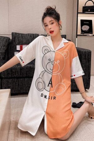 Váy lụa gấu cam