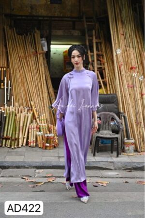 Áo dài form suông màu tím