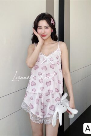 Set lụa 2 day tim tím hôngg