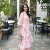 Ao dai mẹ tơ kết hoa hồng phấn