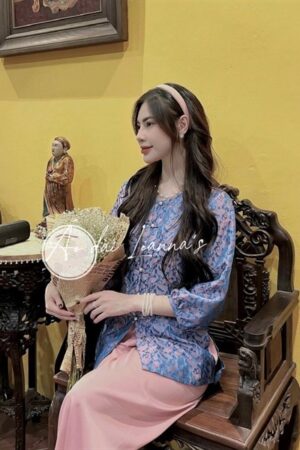 ABB cao cấp lá Hồng nen xanh quần hồng