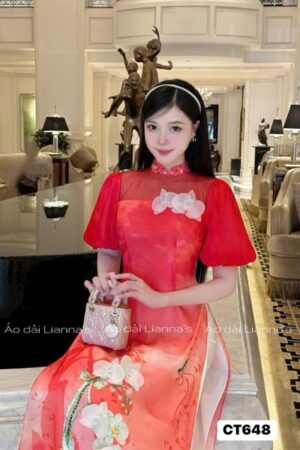 áo dài cách tan đỏ tay phồng kiotviet dae3c394b0e325036d5f01cad9056b1e