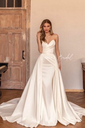 Váy cưới trơn 2 in 1 đuôi cá