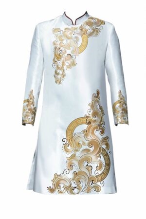 Trắng in hoạ tiết_ áo nam