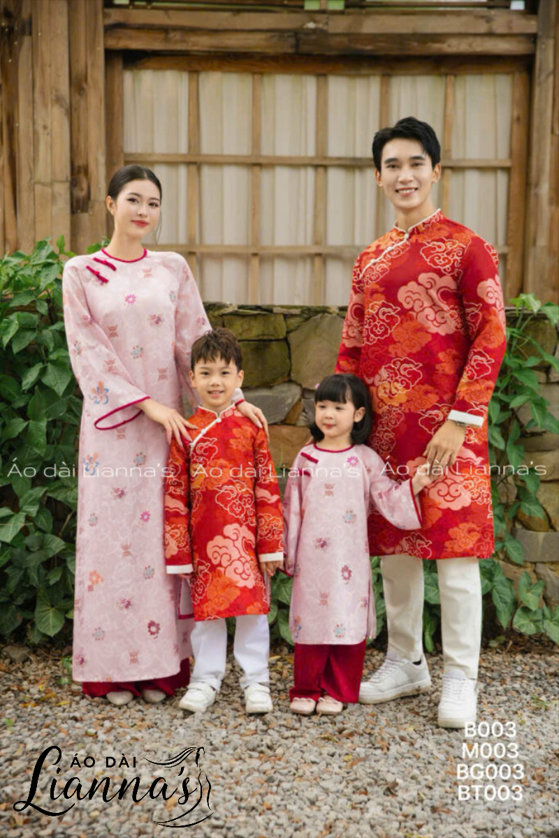 Combo áo dài gia đình đẹp, đồng bộ combo áo dài gia đình