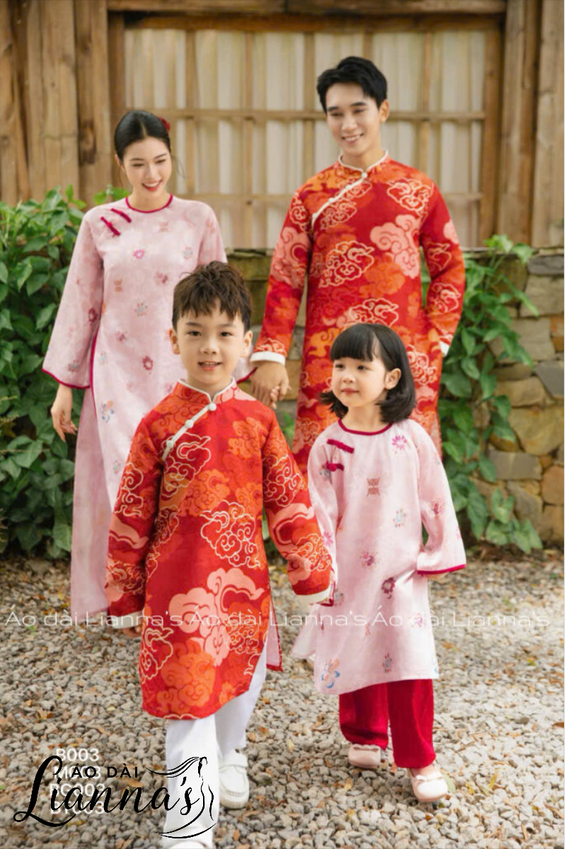 Combo áo dài gia đình đẹp, đồng bộ combo áo dài gia đình