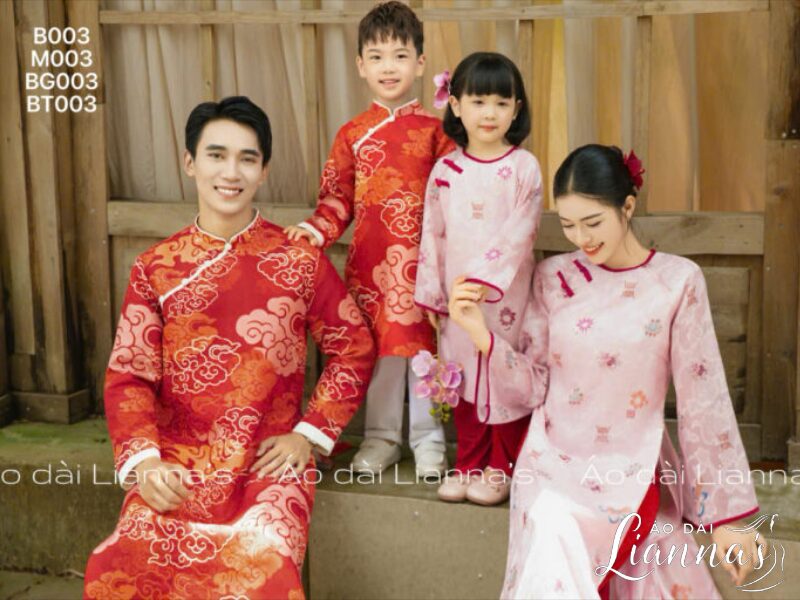Combo áo dài gia đình đẹp, đồng bộ combo áo dài gia đình