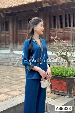 Set đi lễ cổ chéo dark blue phối gấm hoa kiotviet 00d985493f331a10c07a2325fd4d4c0a