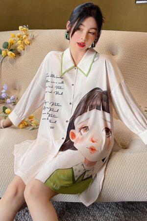 Váy lụa cô gái cổ nhọn