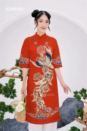 AD nữ chim phượng hoang đỏ _gấm _AD cặp