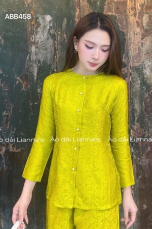 set bà ba lụa hà đông vàng cốm