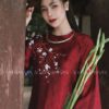 Áo dài suông lụa hà đông thêu hoa màu đỏ đô kiotviet 076d325949099ba823b567c4e509f384