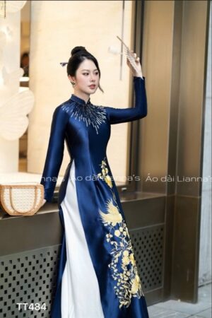 Áo dài xanh valentino thêu kết cao cấp kiotviet 0c3e32d1eec75da9f363899fbd3ec63f