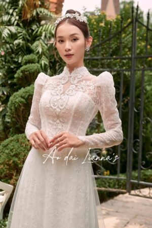 Áo dài cưới thiết kế trắng