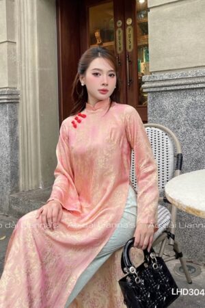 Áo dài lụa hà đông chữ thọ màu peach quan gấm xanh nhạt kiotviet 175308d77cc6cee8623e43ca863e9c59