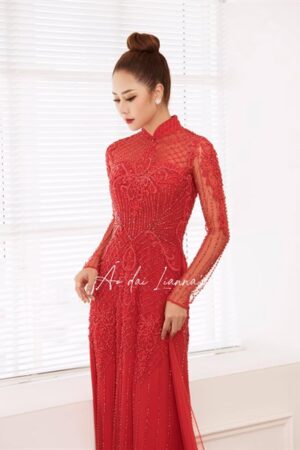 Áo dài cưới thiết kế đỏ cao cấp