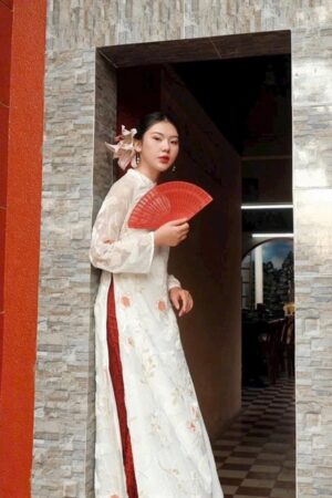 Áo dài cách Tân tong kem họa tiết nhung kiotviet 1968cc5bf938dd41382f7661b8d940a7