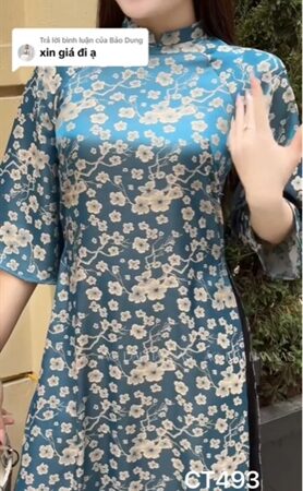 Áo dài tơ hoa mai xanh blue _form suông kiotviet 1a23d03e8aca7359d6606ddb0f806a4e